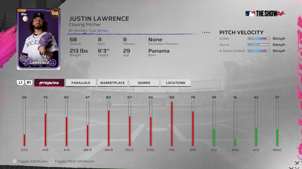 Justin Lawrence MLB the Show 24 card